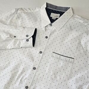 Craft + Flow Mens XL Button Down White Geometric Arrow Print Long Sleeve Shirt